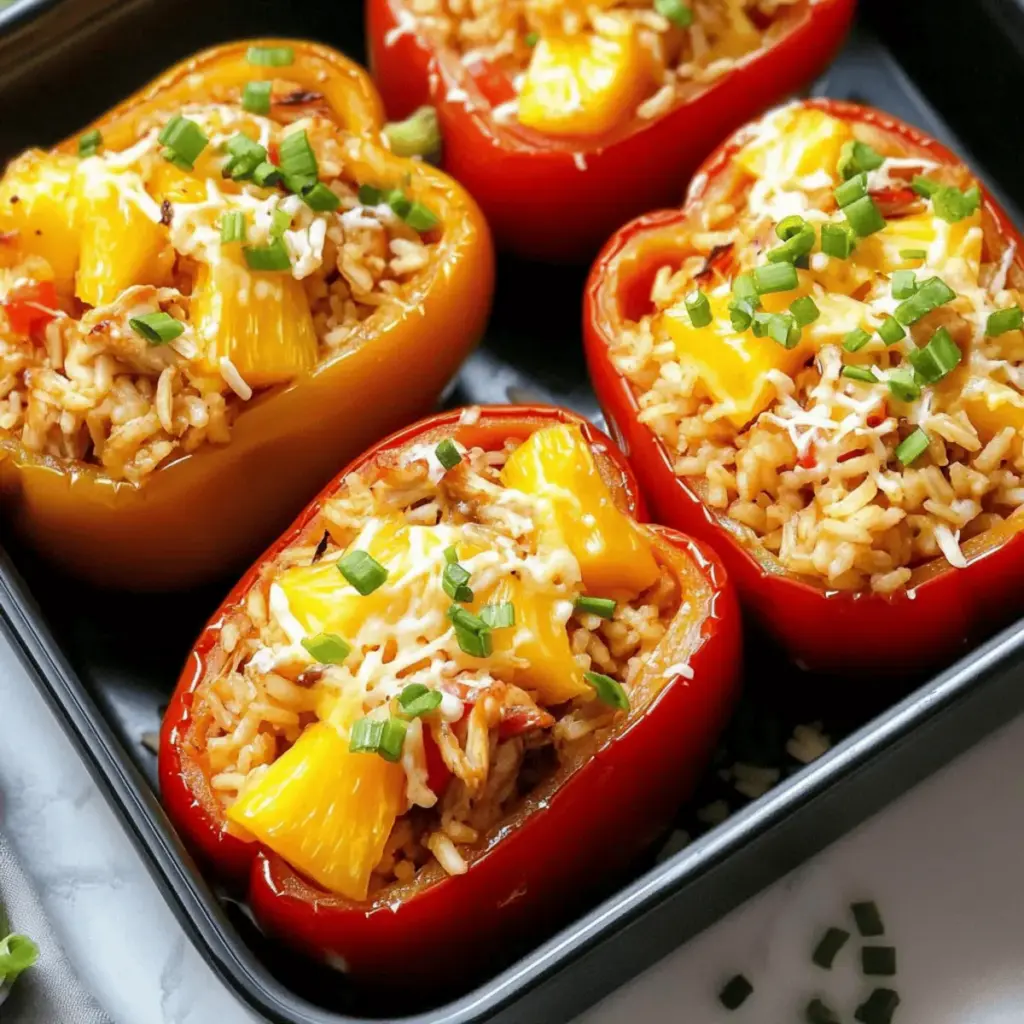 Teriyaki Pineapple Chicken Rice Stuffed Peppers