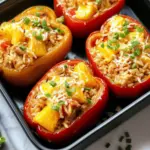 Teriyaki Pineapple Chicken Rice Stuffed Peppers