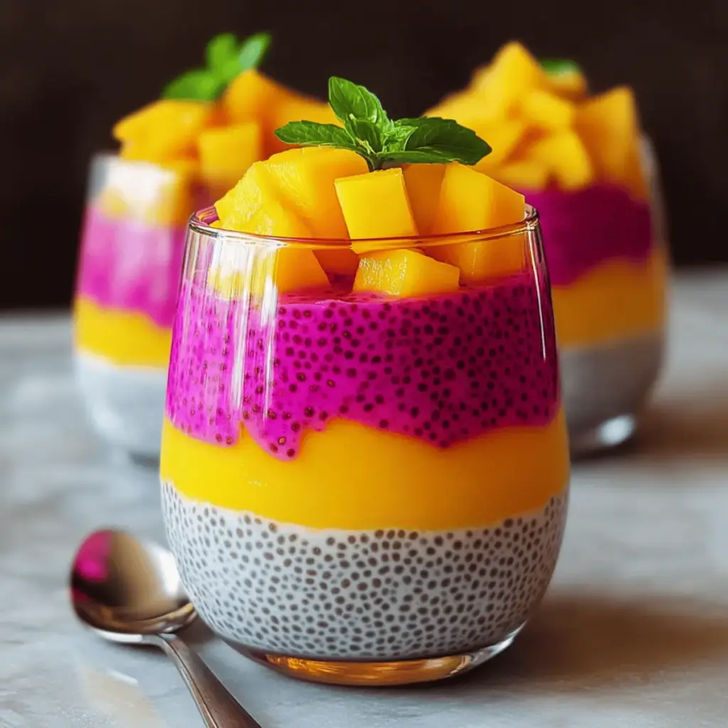 Mango and Dragon Fruit Chia Pudding