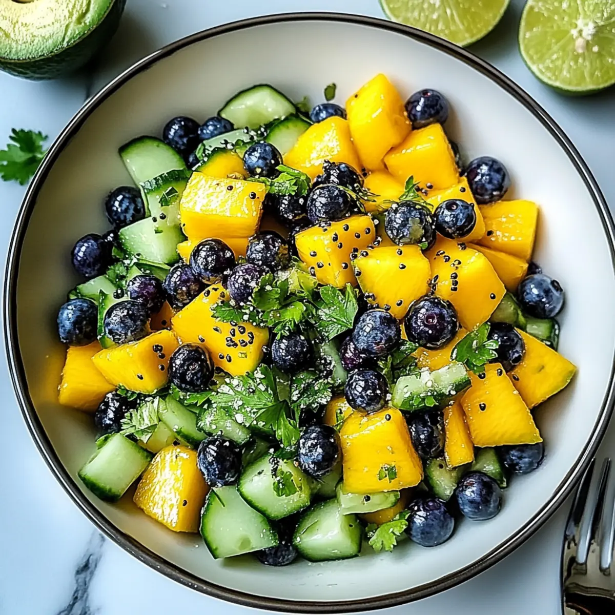 Mango Cucumber Salad with Blueberries and Avocado