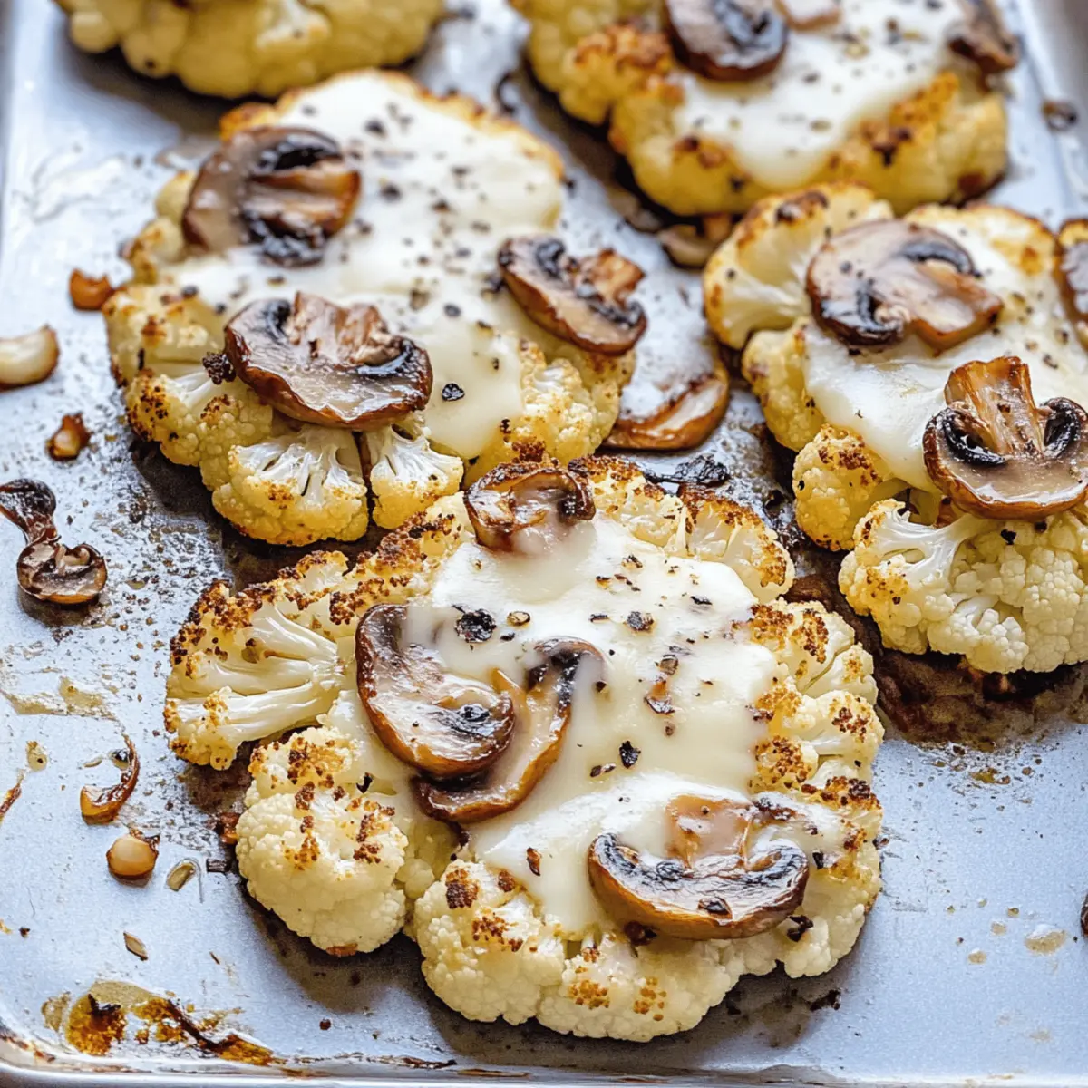 Clean Eating Cheesy Cauliflower Mushroom Steaks