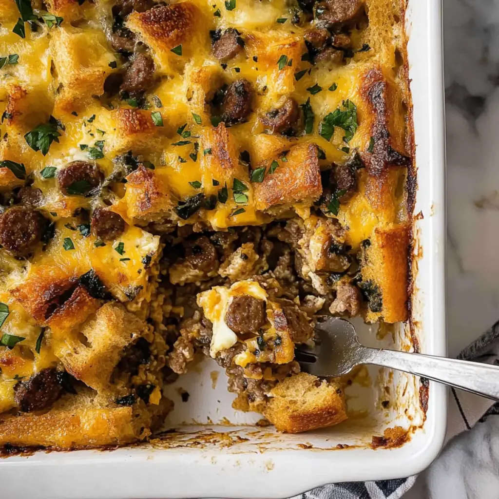Egg, Sausage, and Bread Casserole