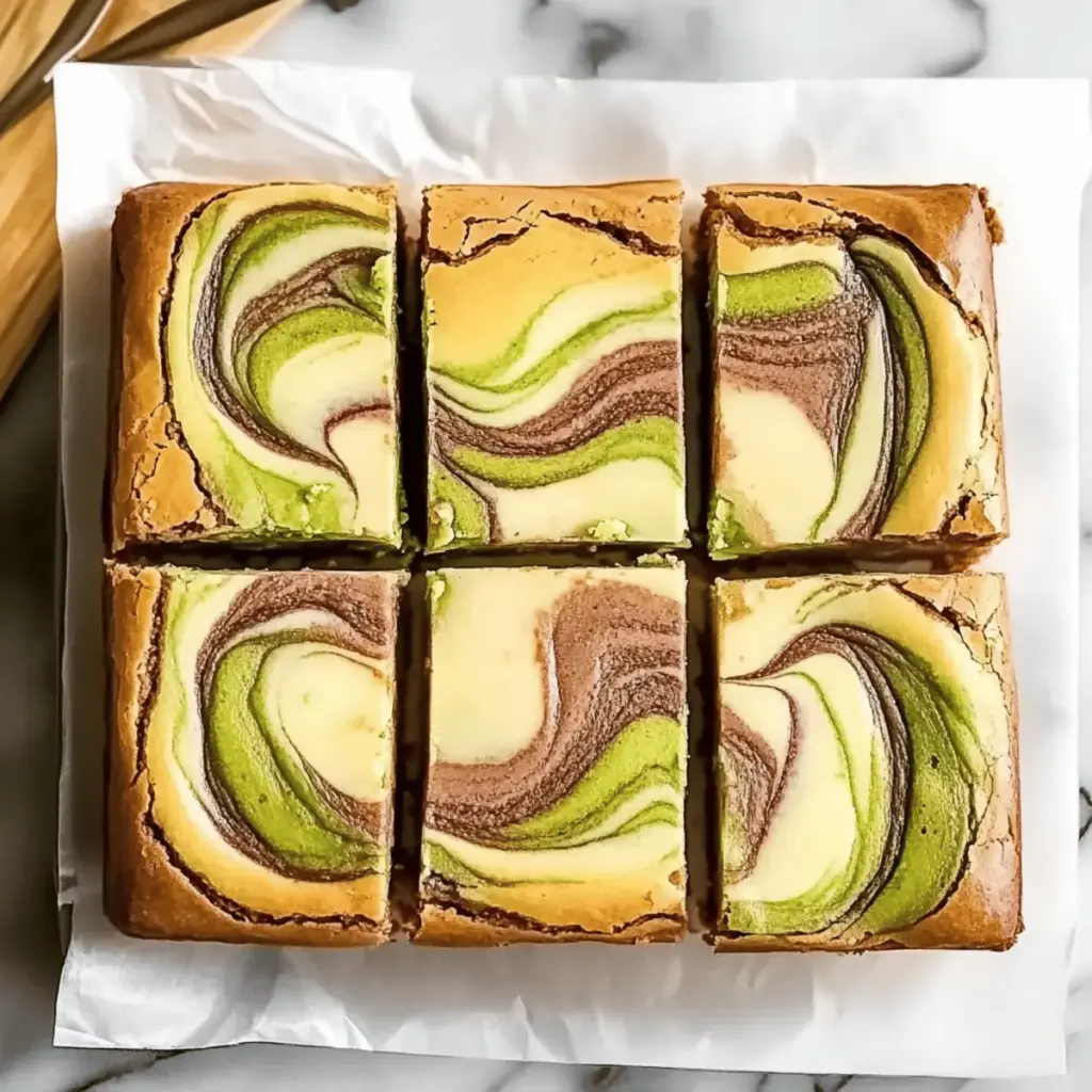 Pistachio Blondies Recipe Swirled with Cheesecake
