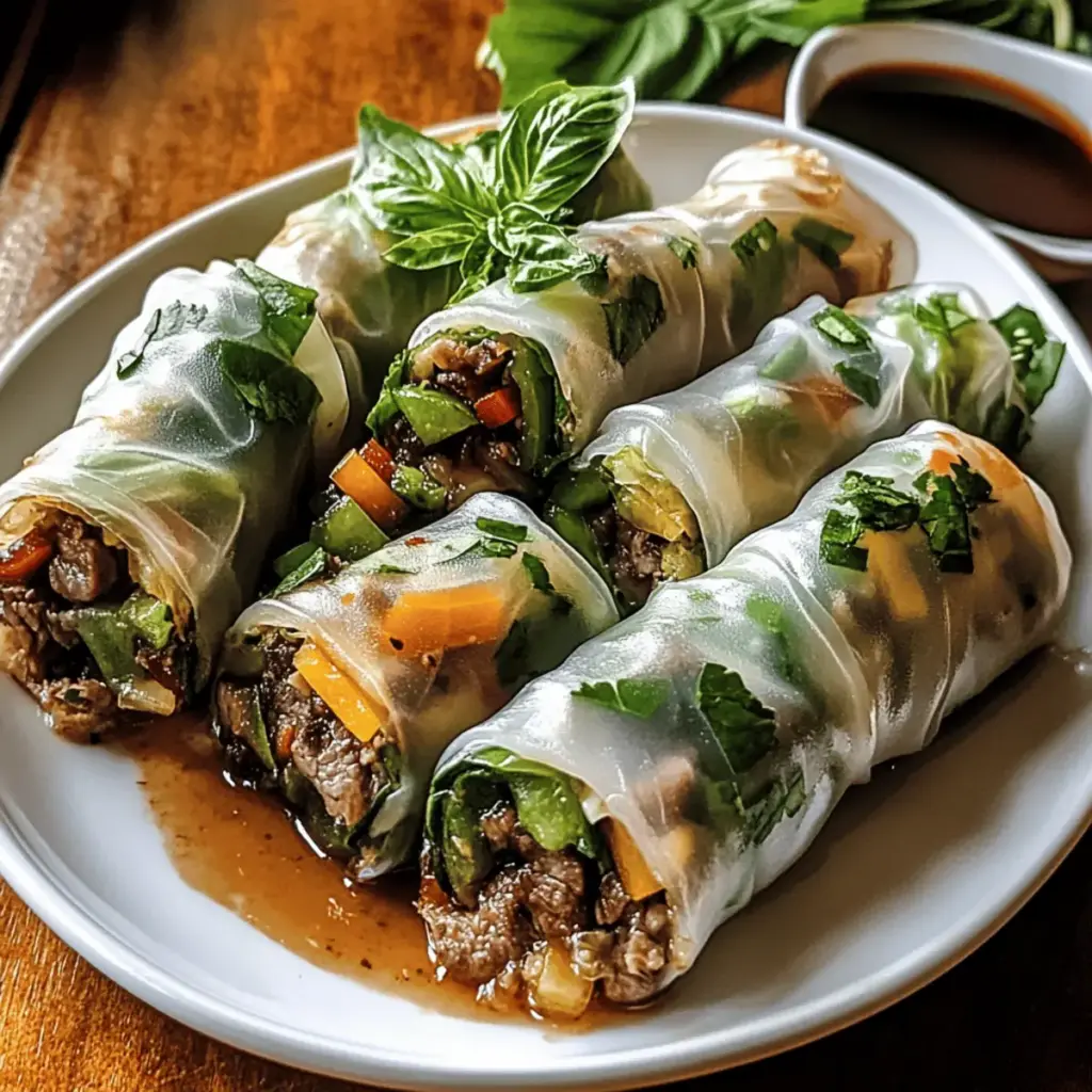 Thai Basil Beef Rolls
