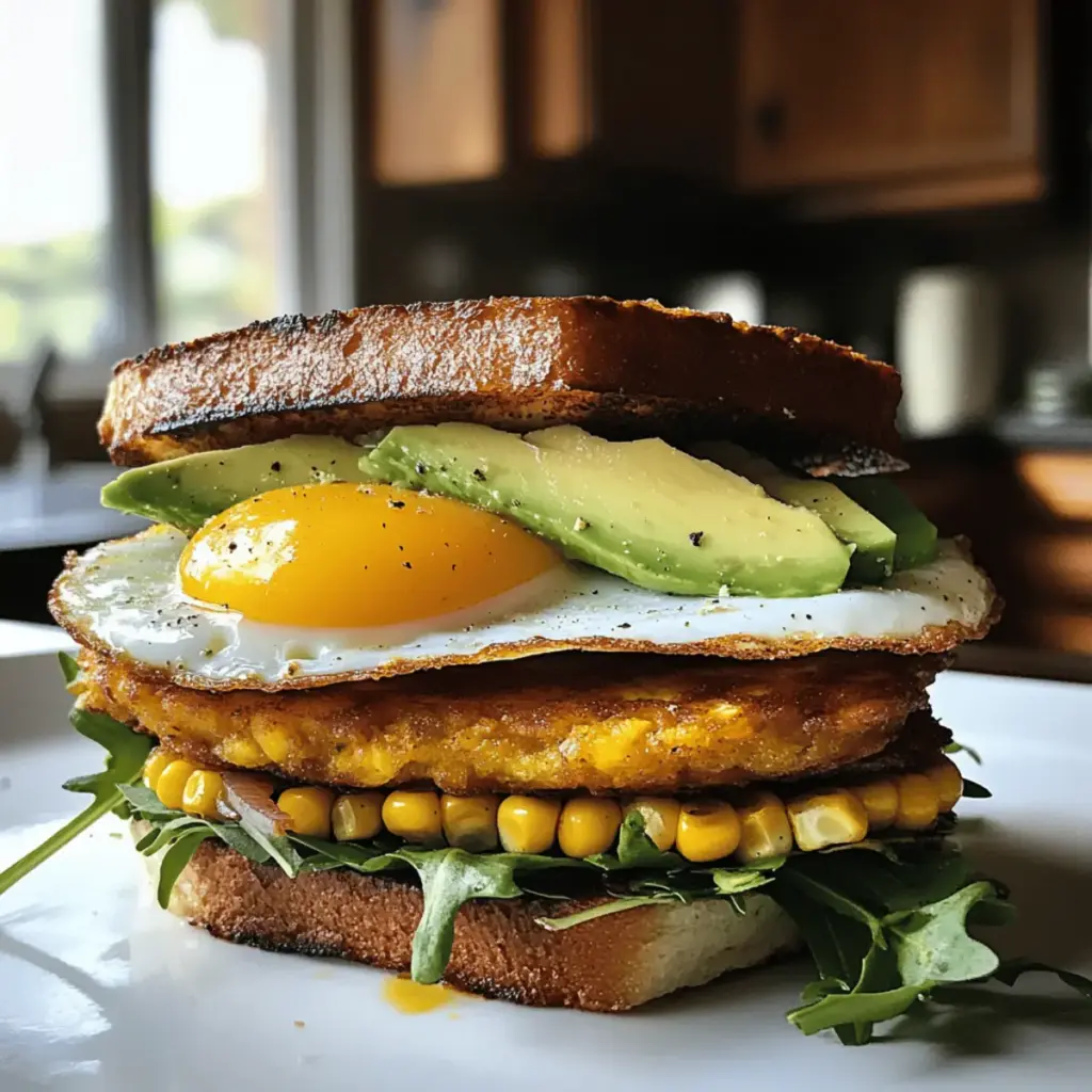 Sweet Corn Fritter Breakfast Sandwiches
