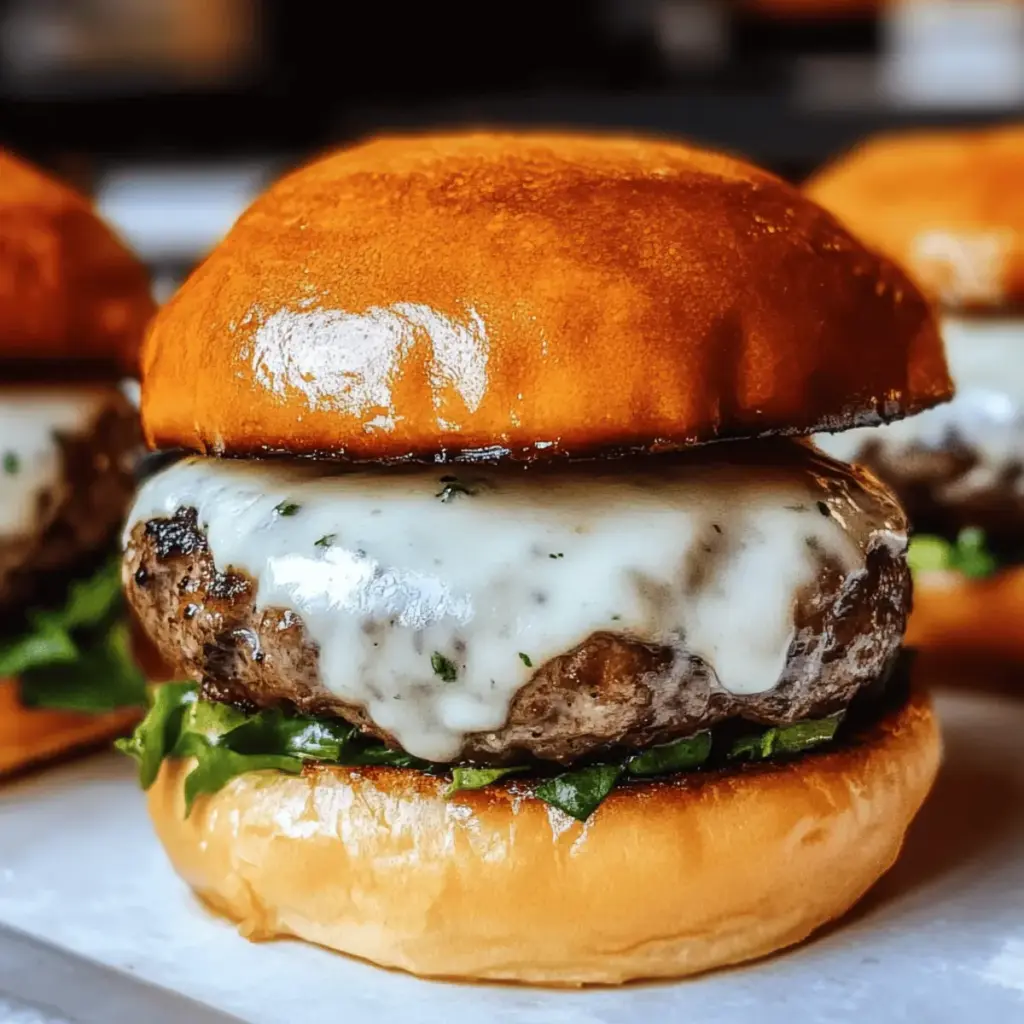 Garlic Overboard Burgers with Creamy Sauce