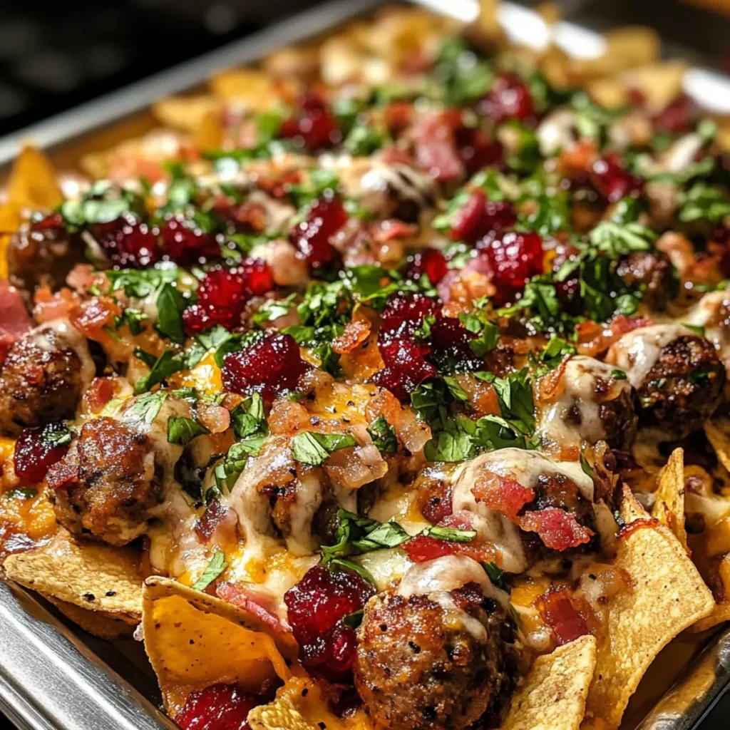 Christmas Nachos with Sausages and Bacon Bliss