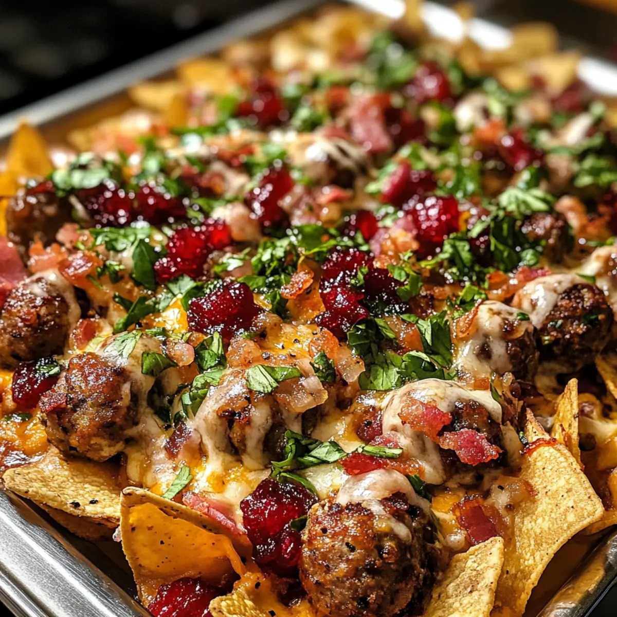 Christmas Nachos with Sausages and Bacon Bliss