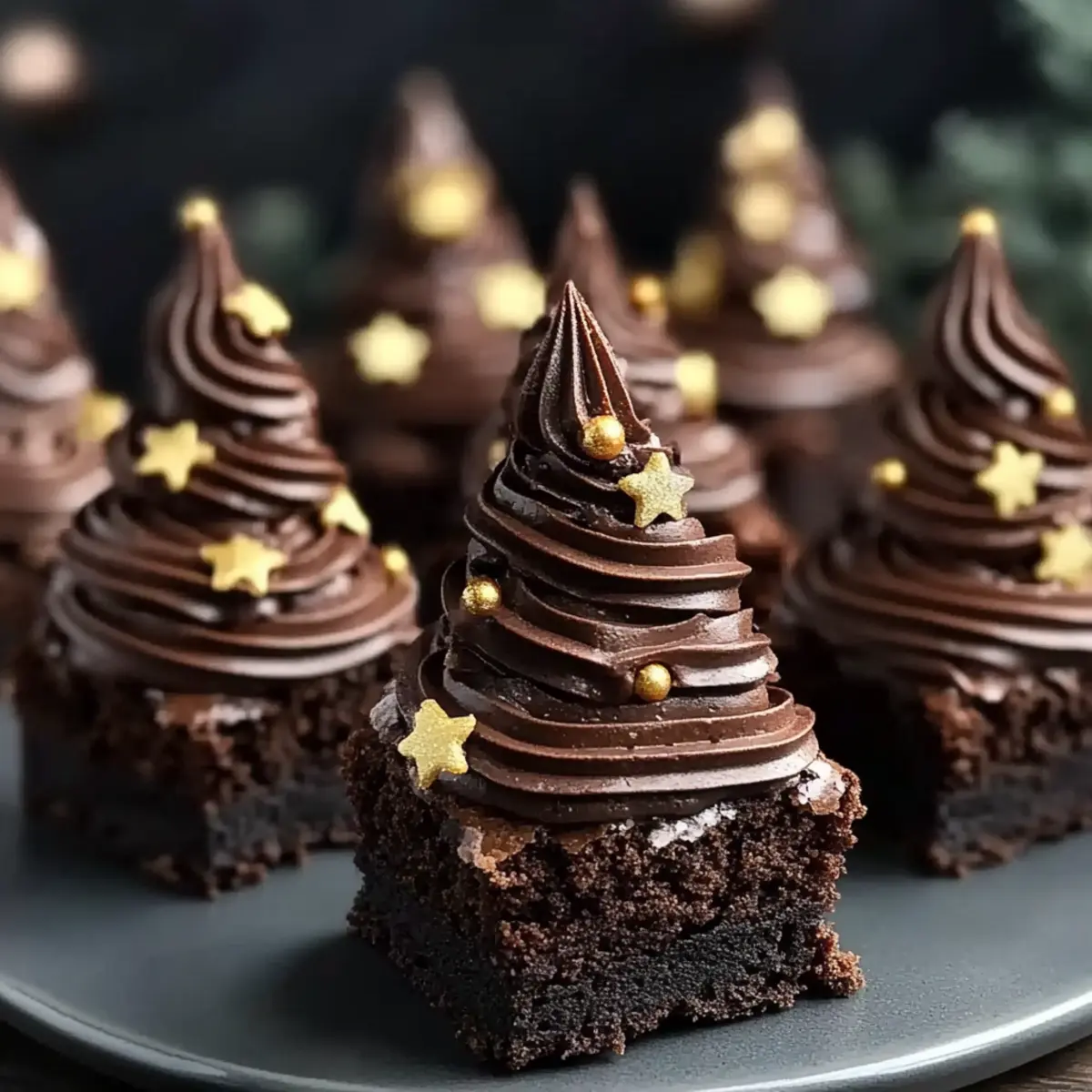 Christmas Tree Brownies with Chocolate Buttercream