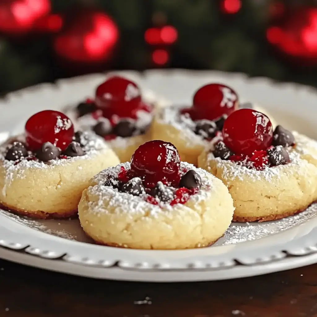 Christmas Maraschino Cherry Shortbread Cookies