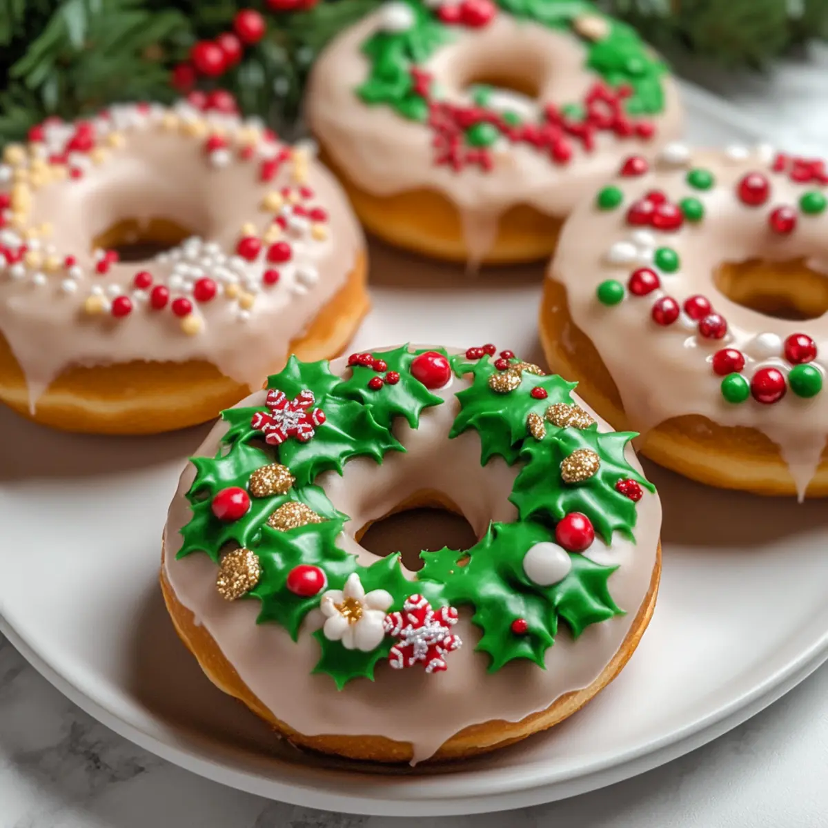 Vegan Christmas Wreath Doughnuts