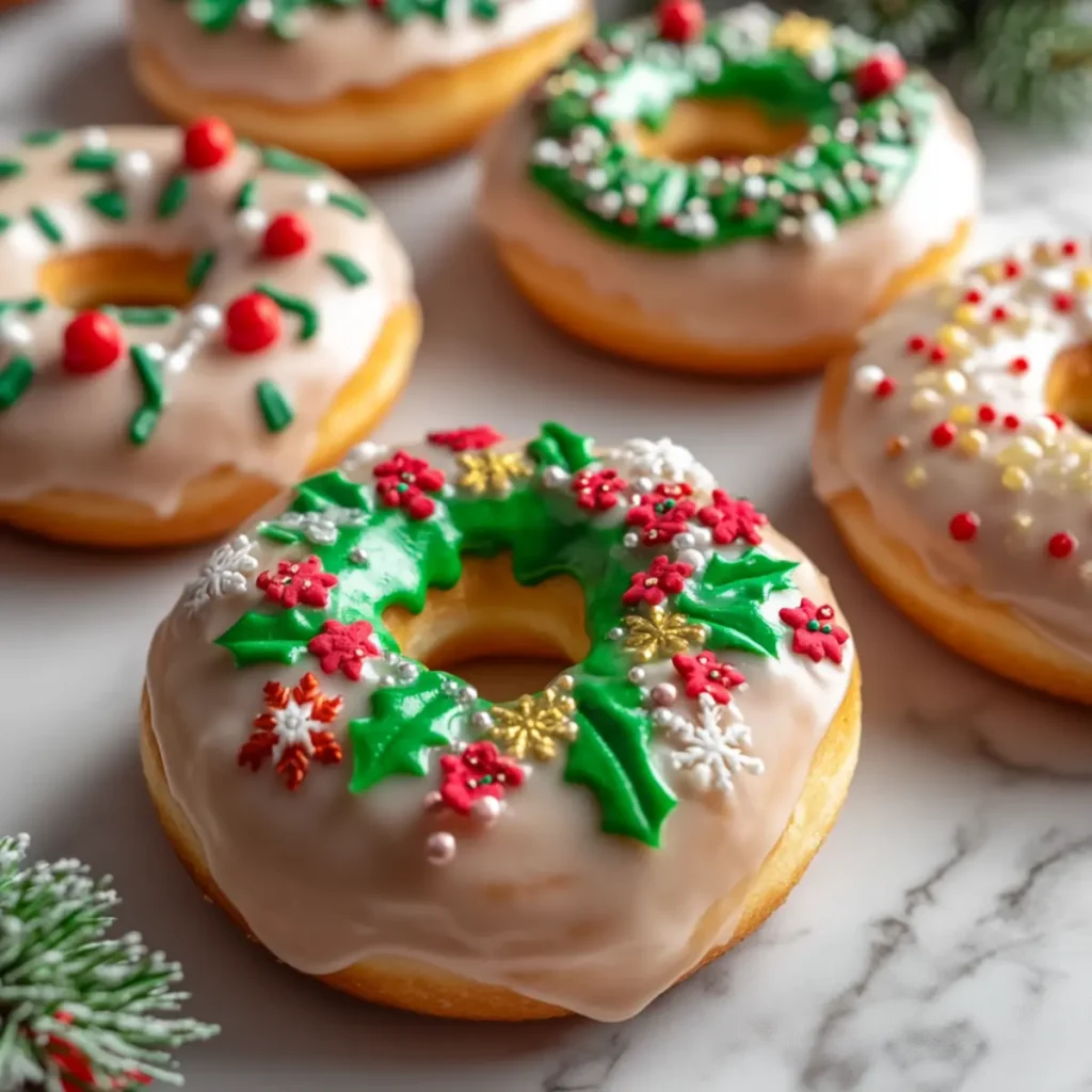 Vegan Christmas Wreath Doughnuts