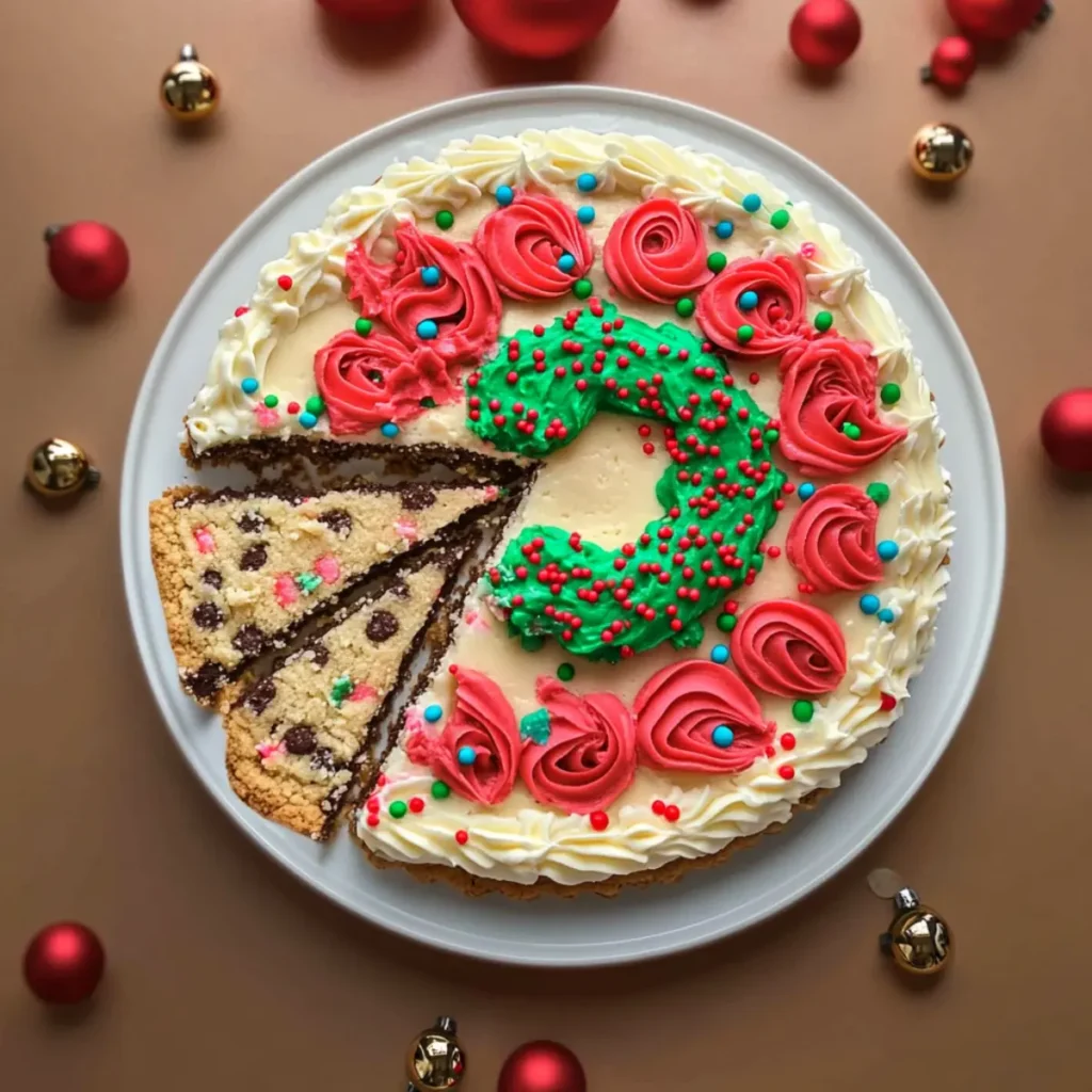 Giant Christmas Wreath Cookie Cake