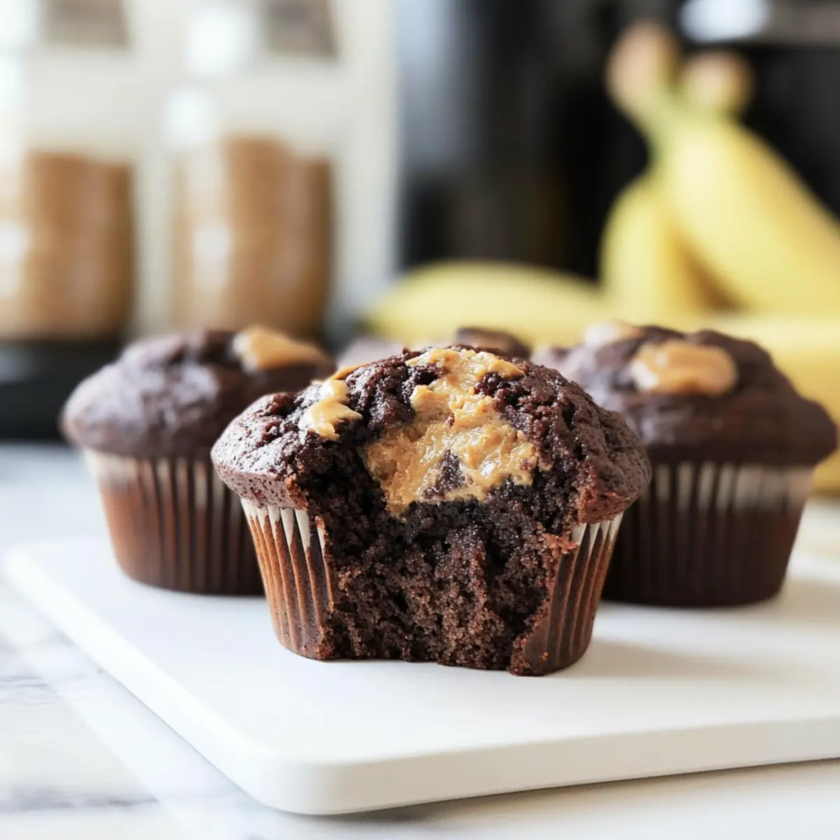 Chocolate Peanut Butter Banana Muffins