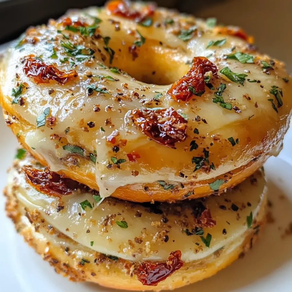 Sourdough Sun Dried Tomato Bagels with Herbs and Cheese