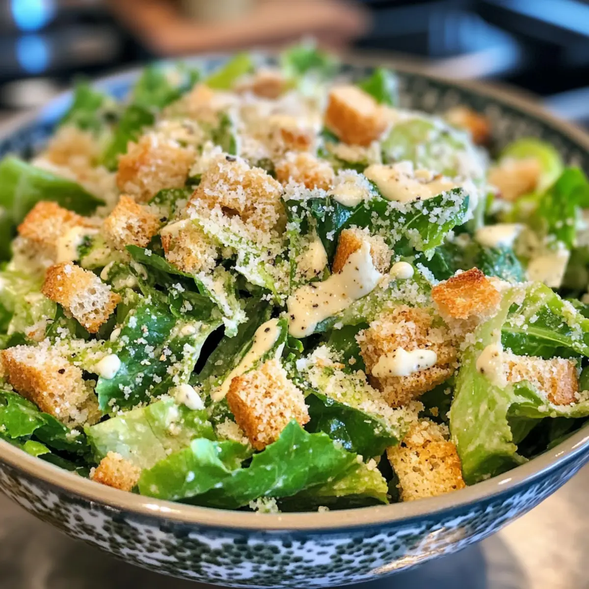 Caesar Salad with Garlic Butter Breadcrumbs
