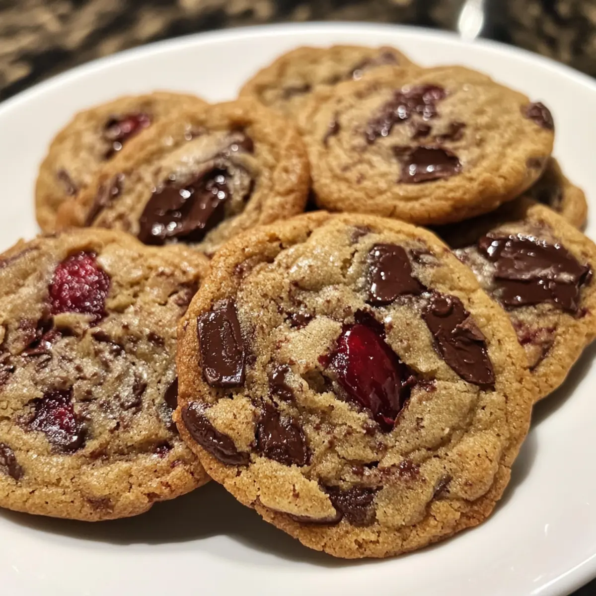 Brown Butter Cherry Dark Chocolate Chunk Cookies