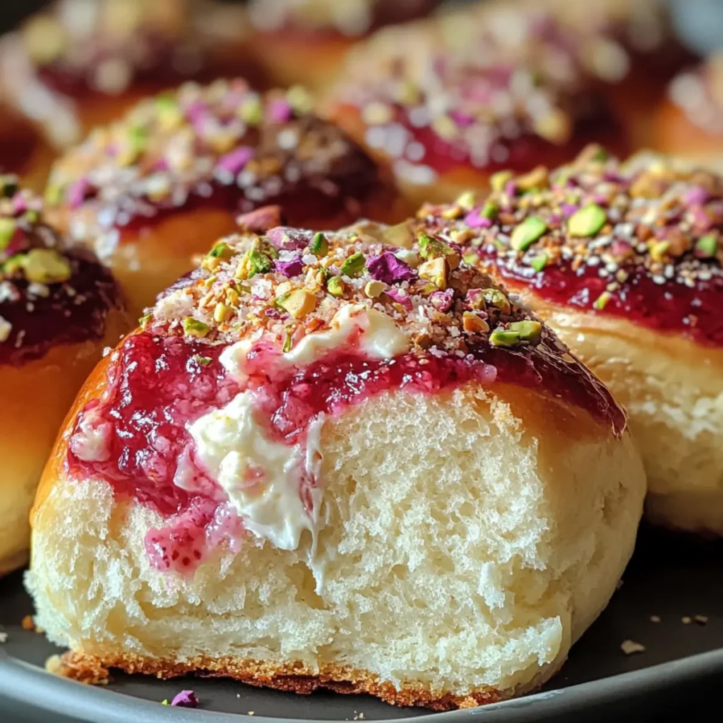 Raspberry and Rose Cheesecake Buns