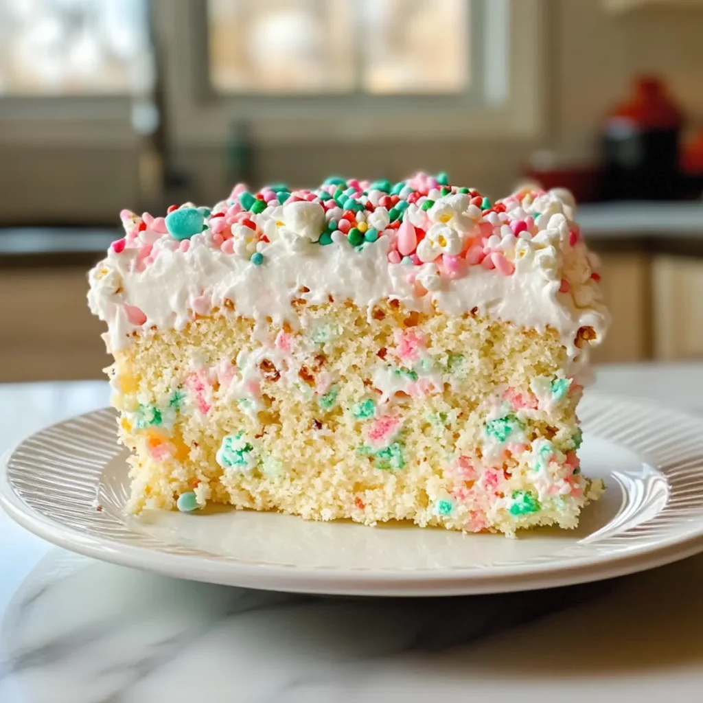 Holiday Marshmallow Popcorn Cake