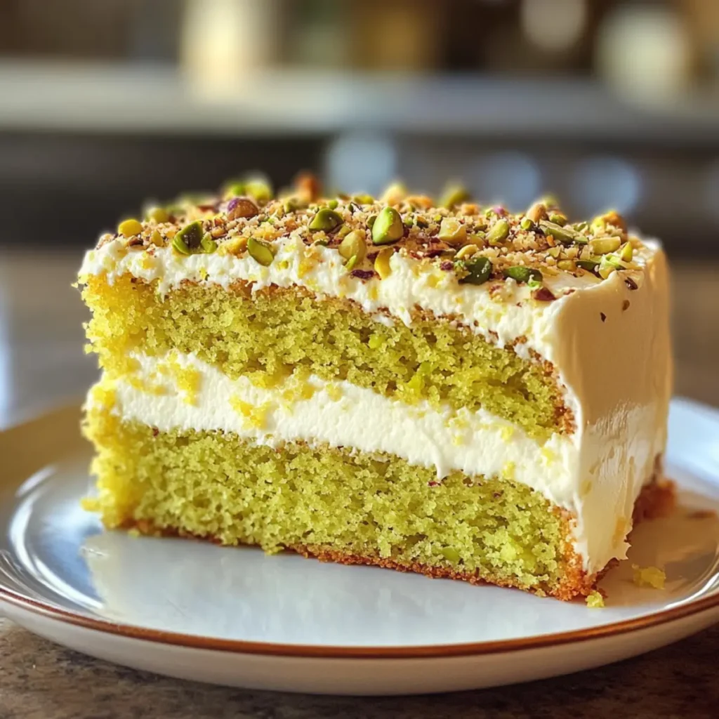 lemon pistachio cake with mascarpone frosting