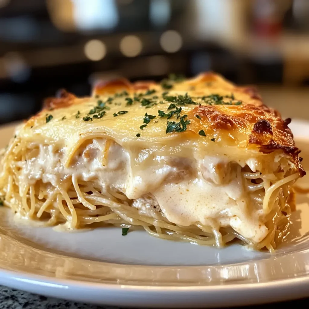 Chicken Carbonara Spaghetti Pie
