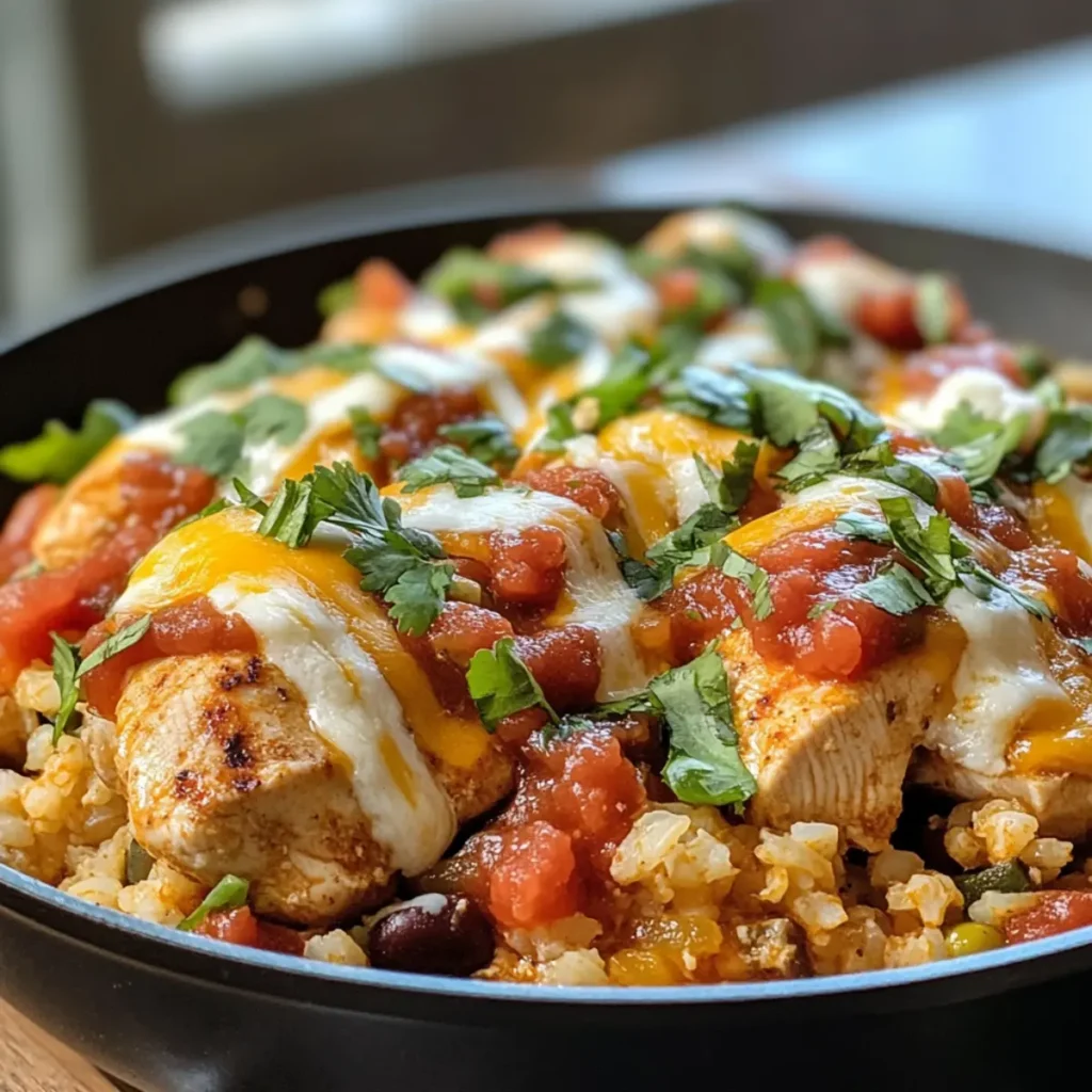 Salsa Chicken and Cauliflower Rice Skillet