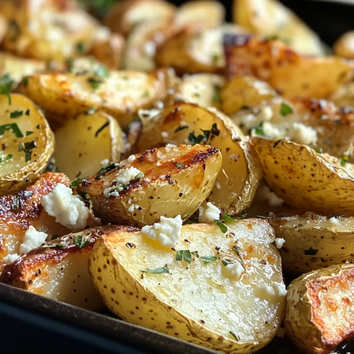 Roasted Potatoes in a Melted Goat Cheese Dressing