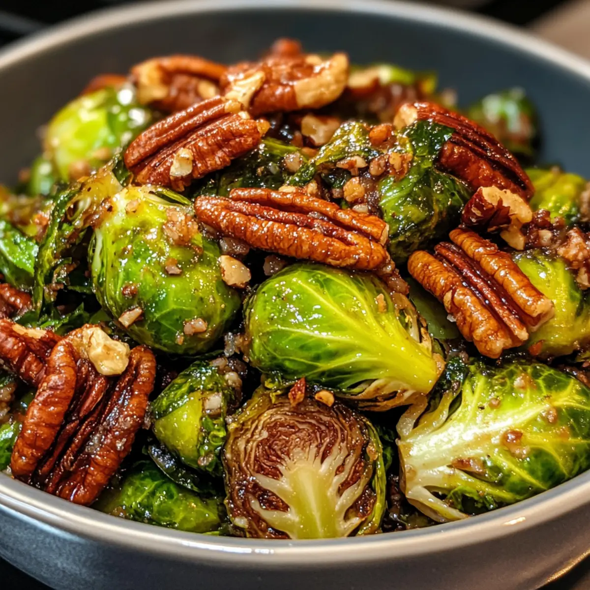 Fried Brussels Sprouts with Cider Vinaigrette and Pecan