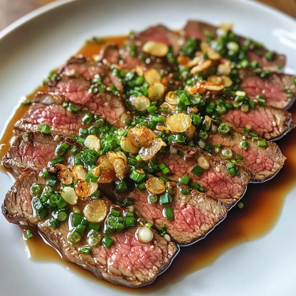 Beef Tataki with Garlic Chips & Ponzu