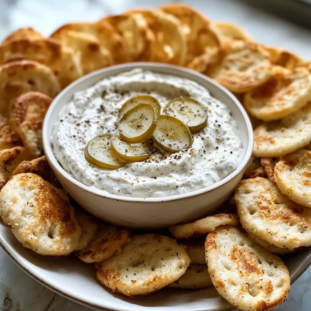 Pepperoncini Dip with Homemade Bagel Chips