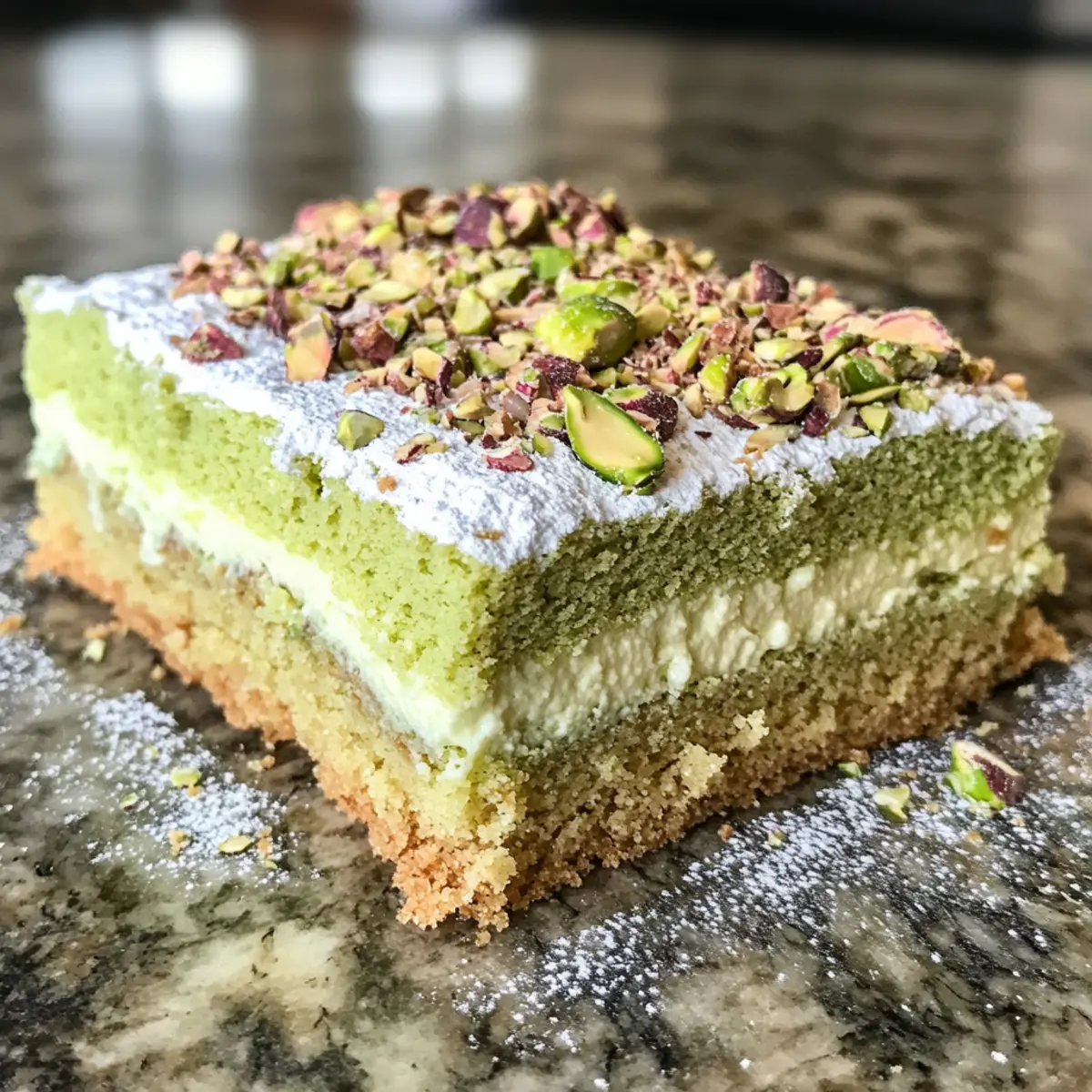 Buttery Pistachio Gooey Butter Cake