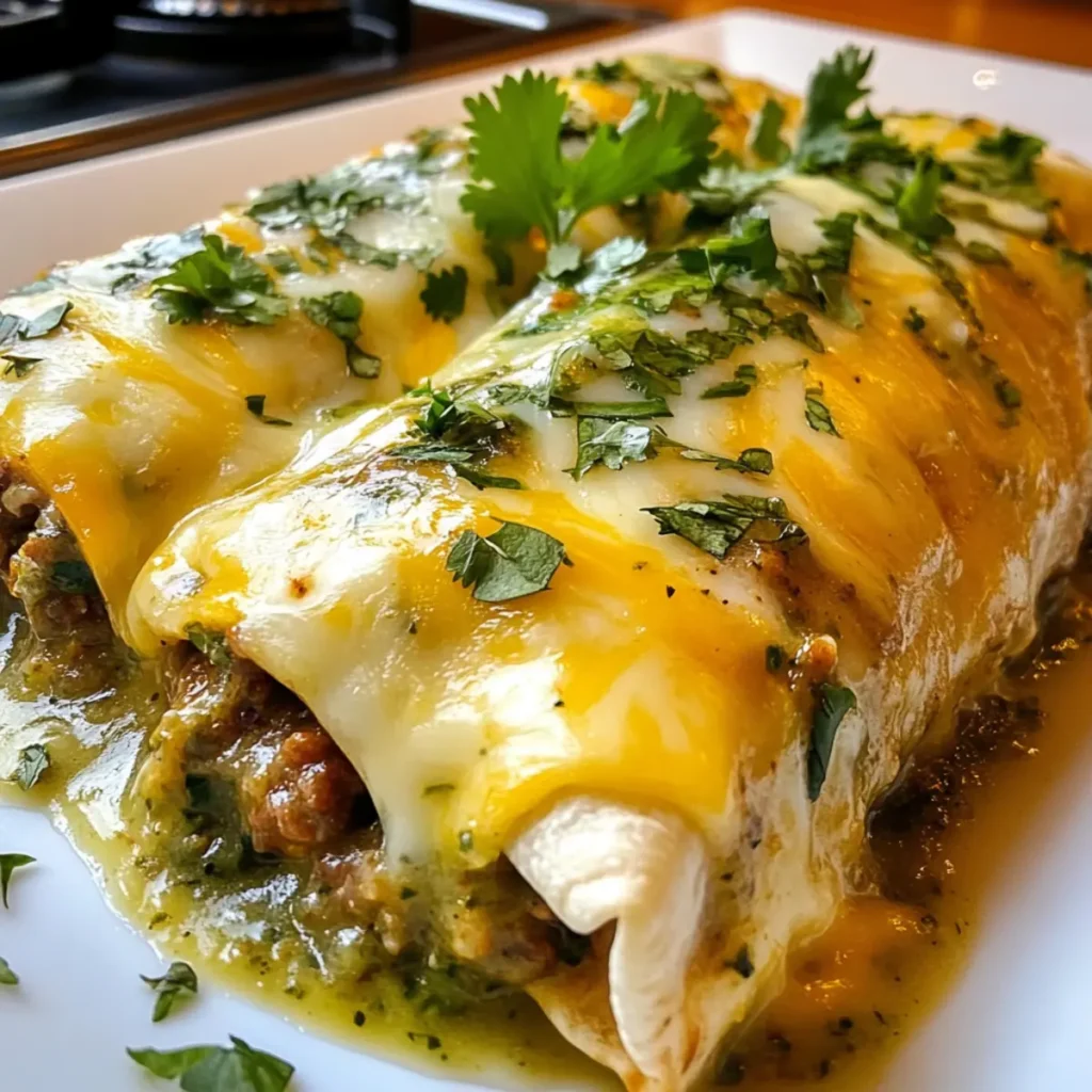 Smothered Green Chili Burritos