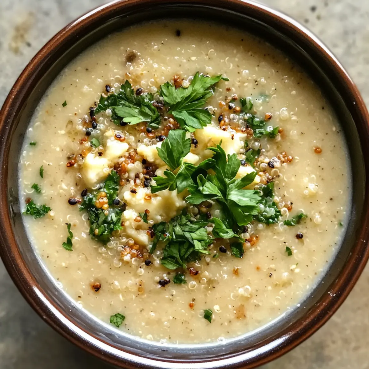 Asiago Roasted Garlic Cauliflower Soup