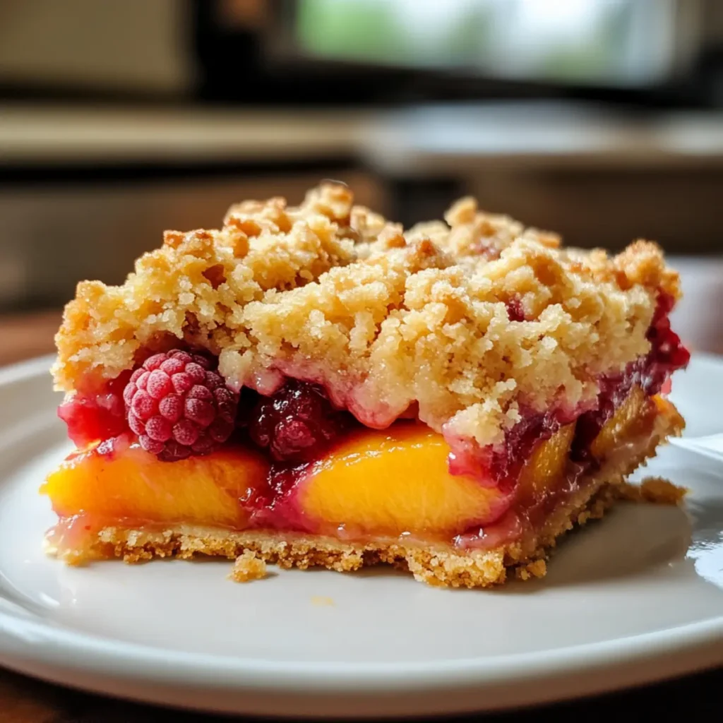 Peach & Raspberry Crumble Bars