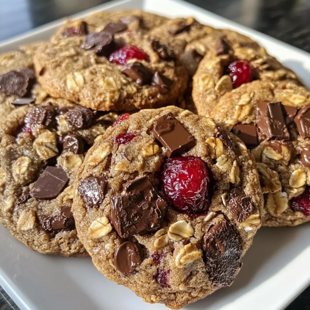 Dark Chocolate Cherry Oatmeal Cookies