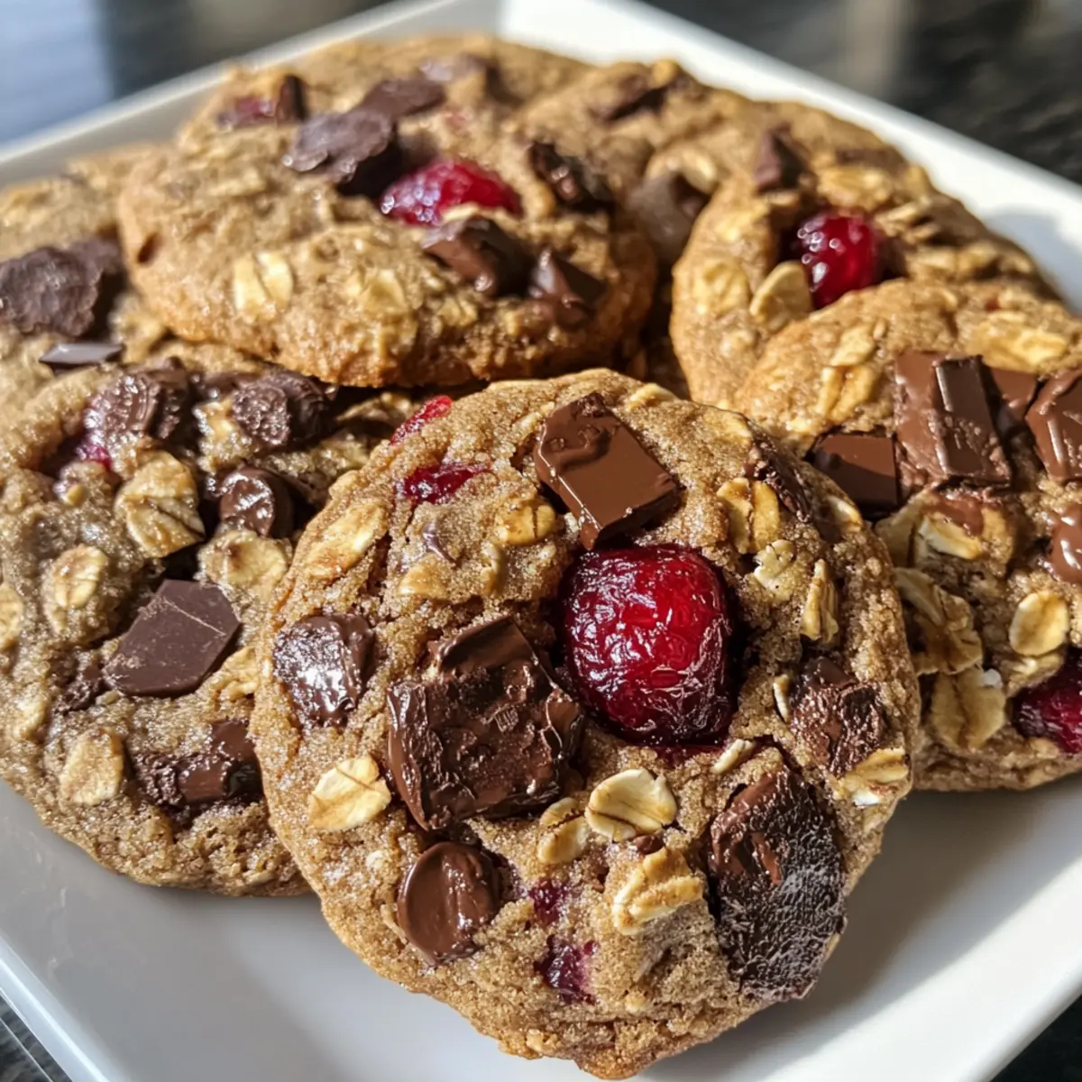 Dark Chocolate Cherry Oatmeal Cookies