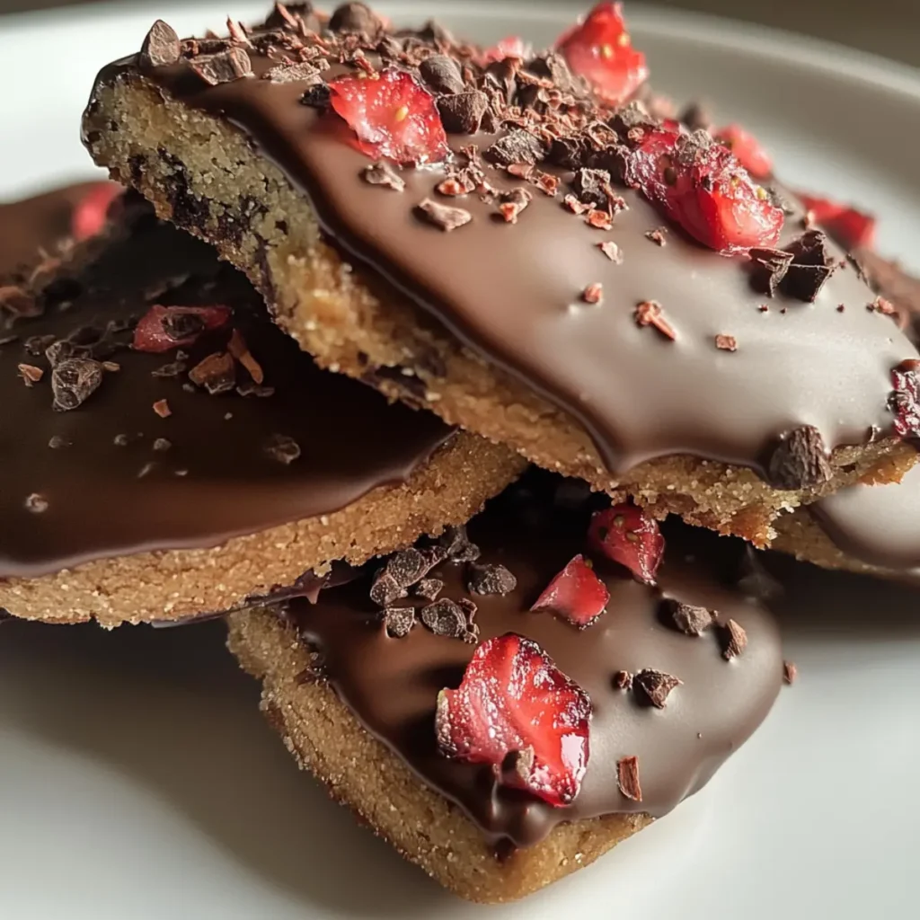 Chocolate Dipped Strawberry Shortbread Cookies