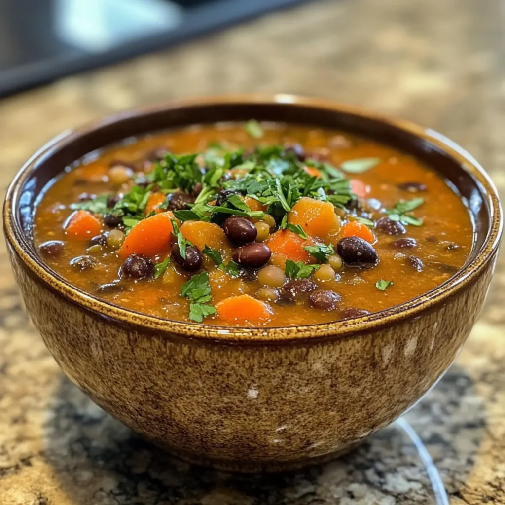 Protein Packed Black Bean and Lentil Soup
