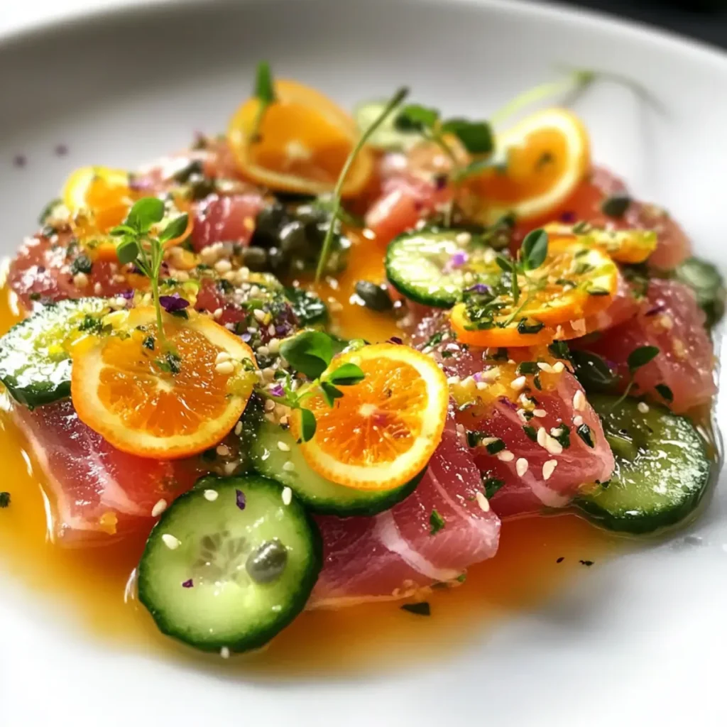 Tuna Crudo with Citrus Caper Vinaigrette