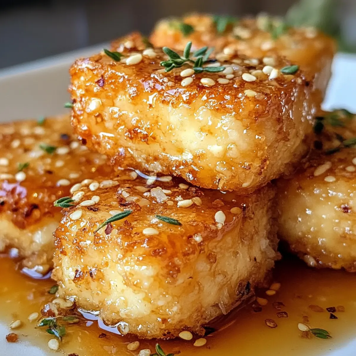 Fried Feta with Sesame and Spicy Honey