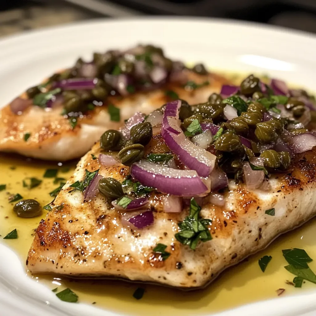 Grilled Fish with Caper and Red Onion Dressing
