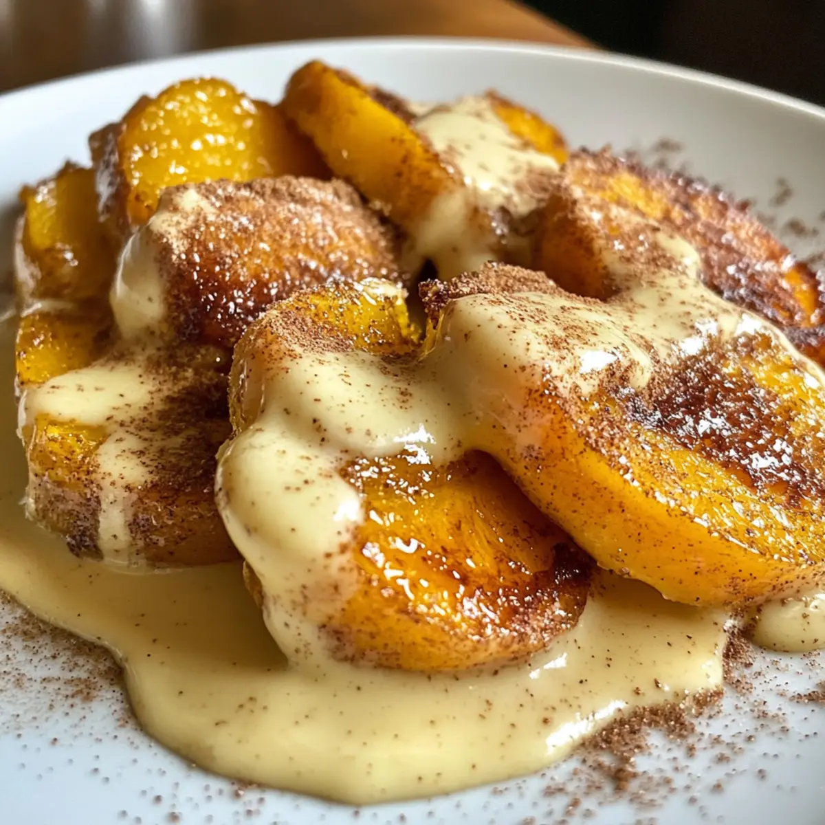 Sourdough Fried Peaches with Crème Anglaise
