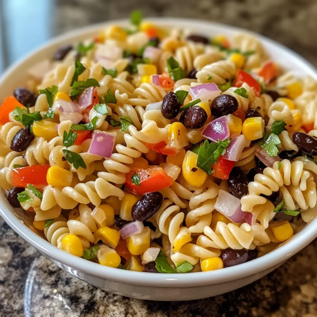 Southwest Pasta Salad with Spicy Garlic Dressing