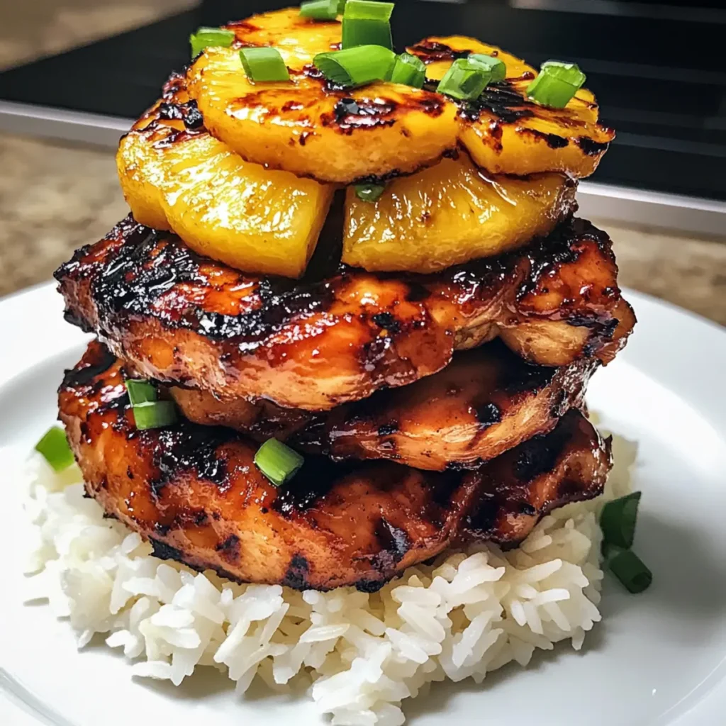 Hawaiian Huli Huli Chicken Stack
