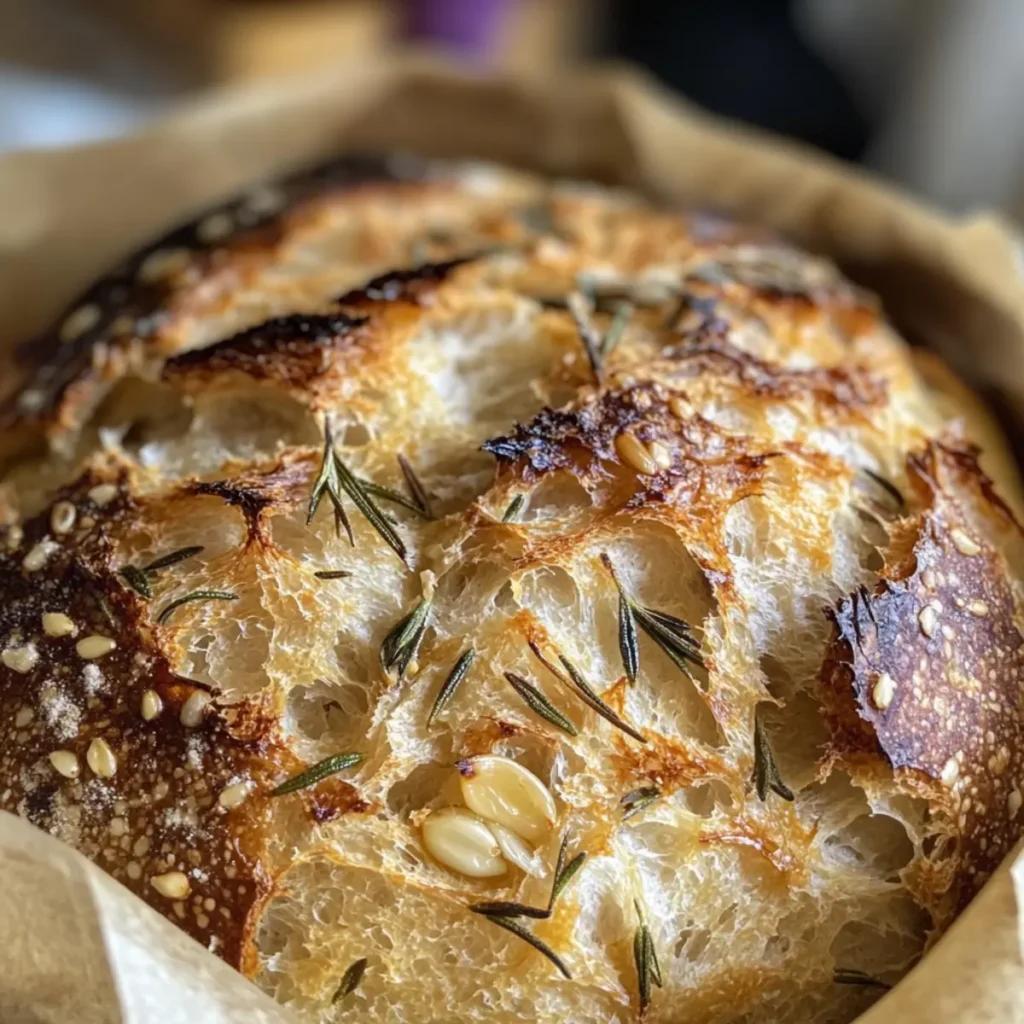 Roasted Garlic and Rosemary Sourdough Bread