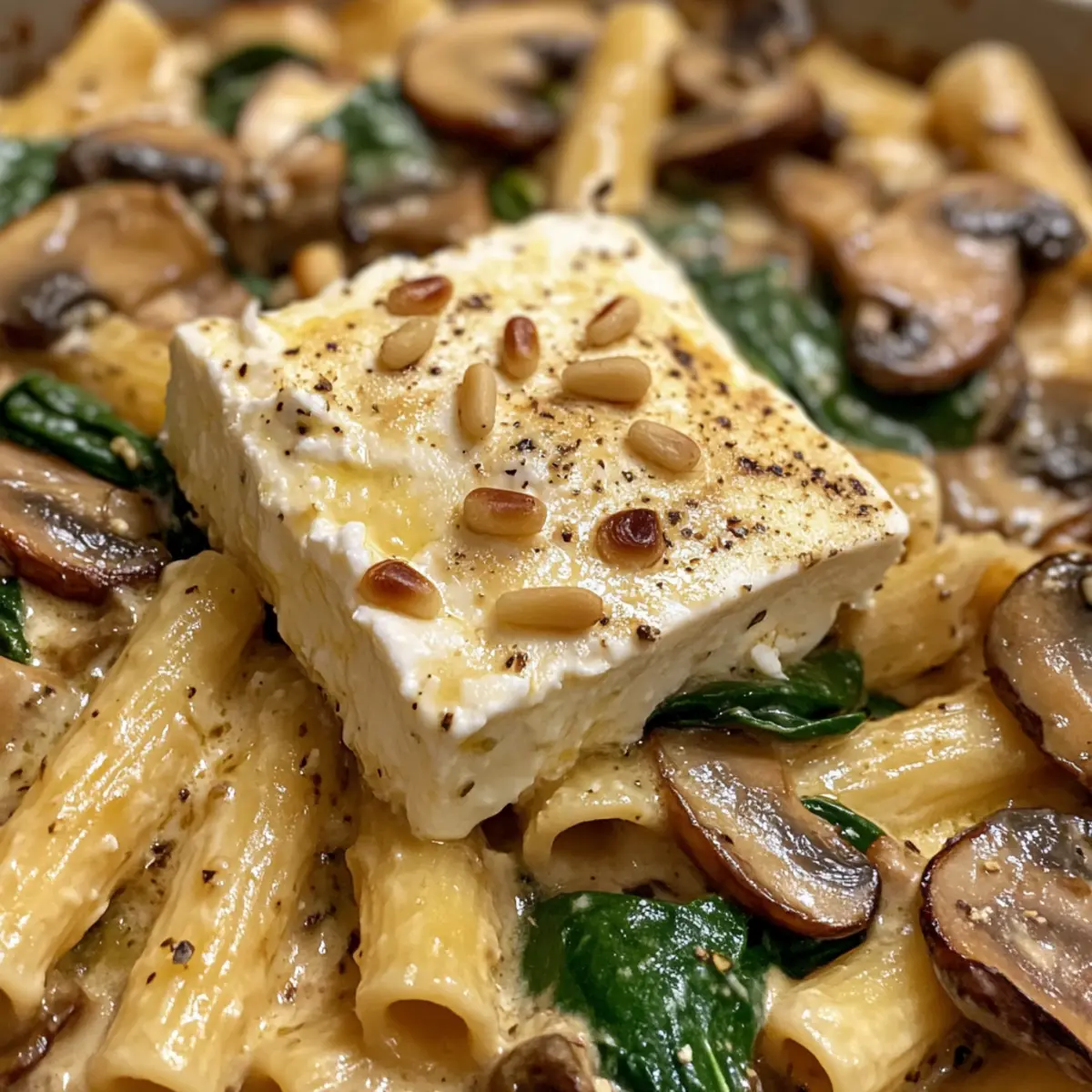 Baked Feta Pasta with Mushrooms