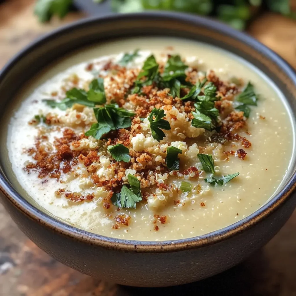 Asiago Roasted Garlic Cauliflower Soup