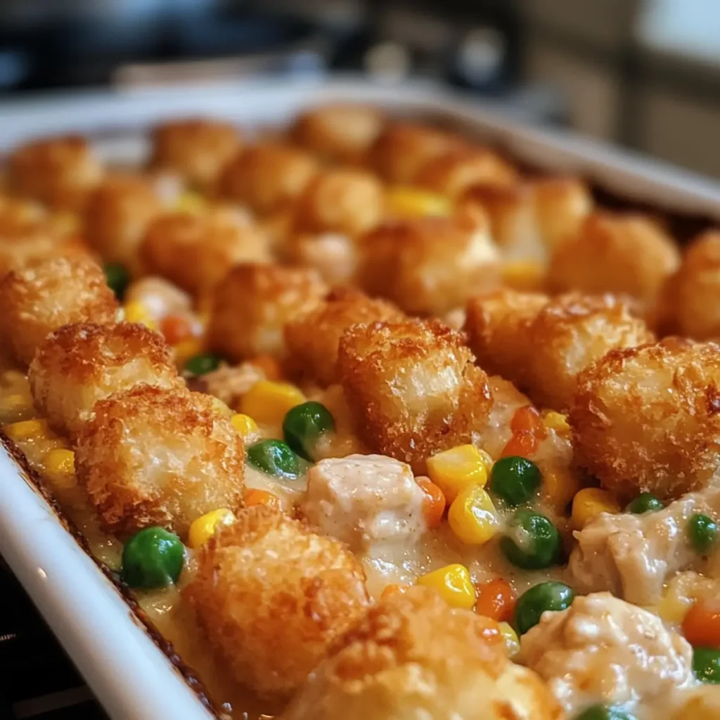 Chicken Pot Pie Tater Tot Casserole