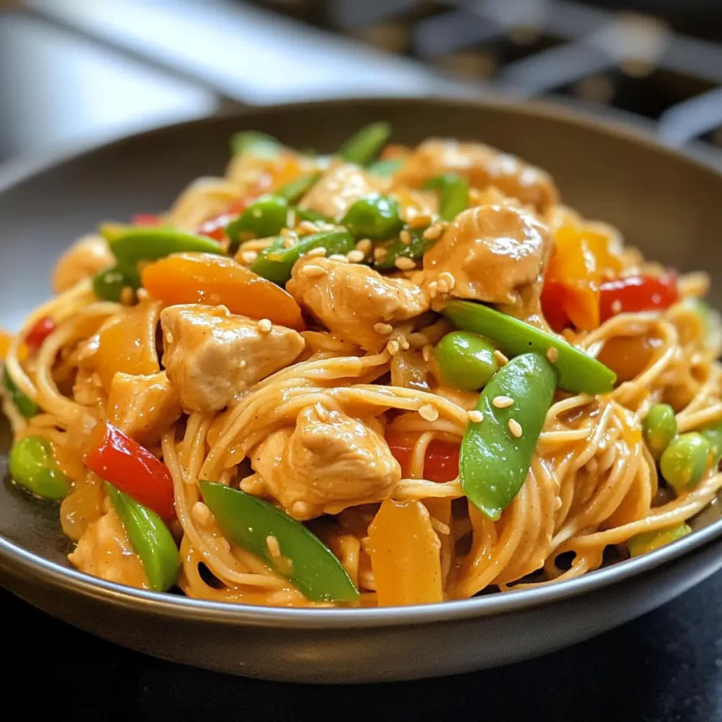 Peanut Chilli Noodles with Chicken