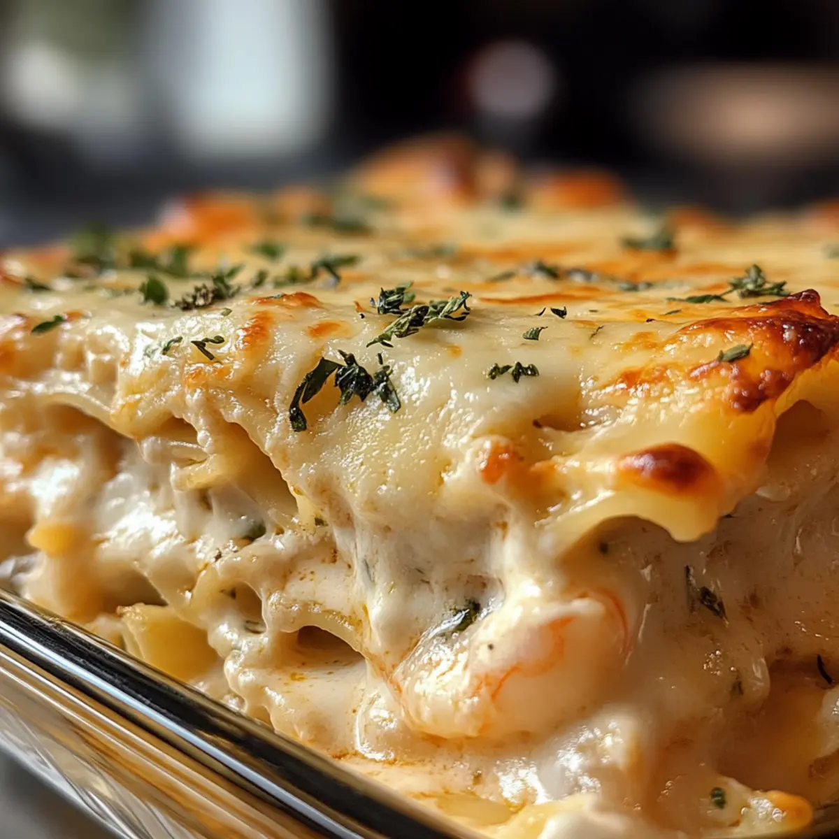 Creamy Garlic Butter Shrimp Lasagna